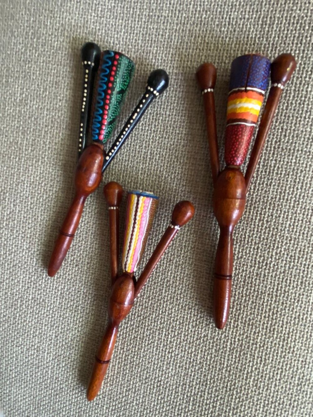 🪵 Handcrafted Wooden Penebel Clacker Percussion Instruments - Set of 3